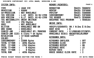 Sysinfo atari screenshot